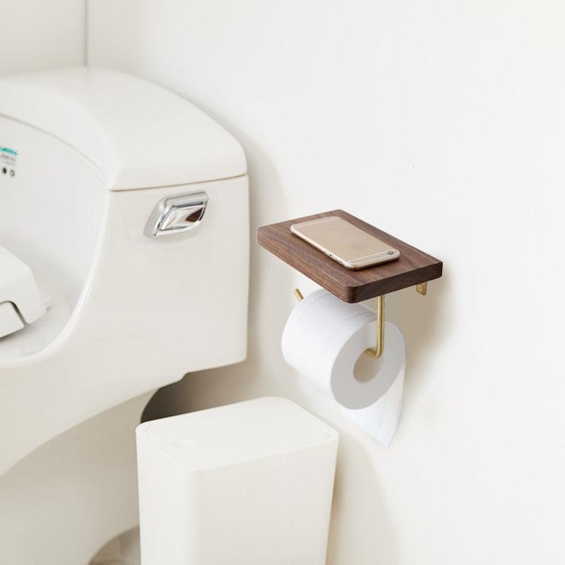 WoodNest - Stylish Wooden Toilet Roll Holder with Storage Bowlift