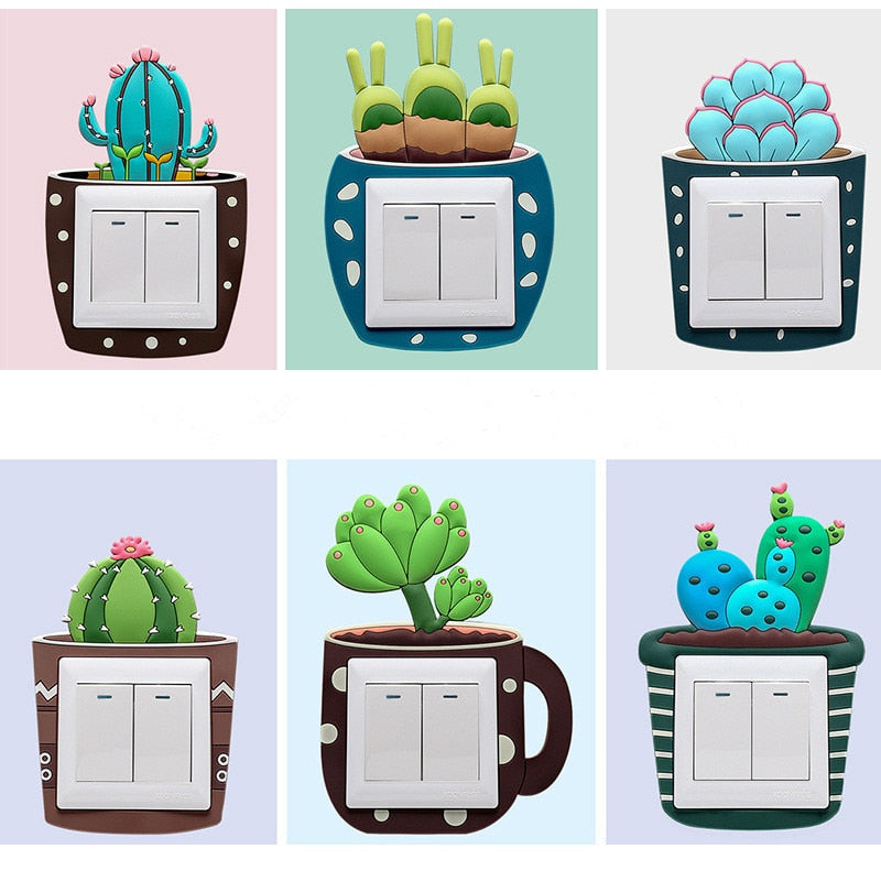 Luminous Cactus Socket Cover Sticker | Bowlift