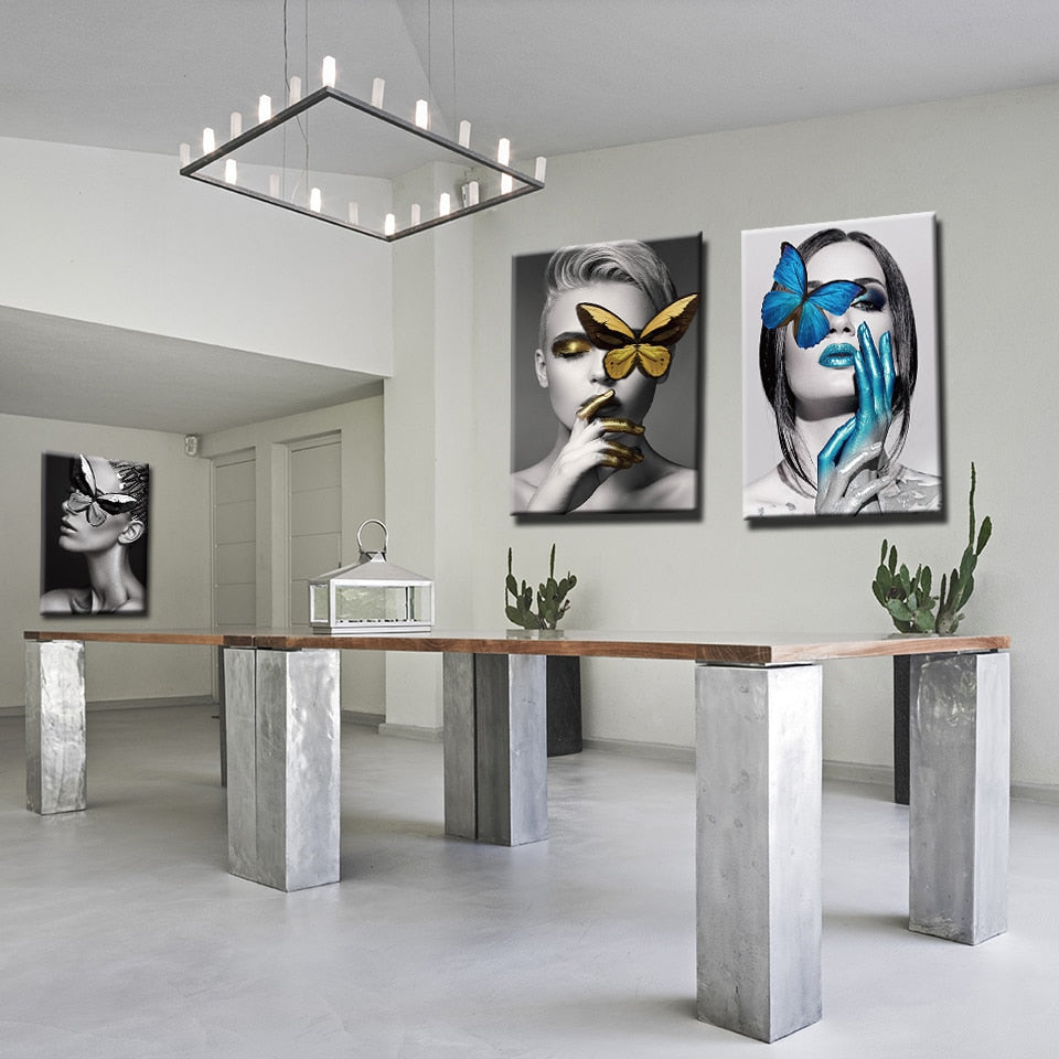 Butterfly Faces - Canvas Wall Art Painting | Bowlift