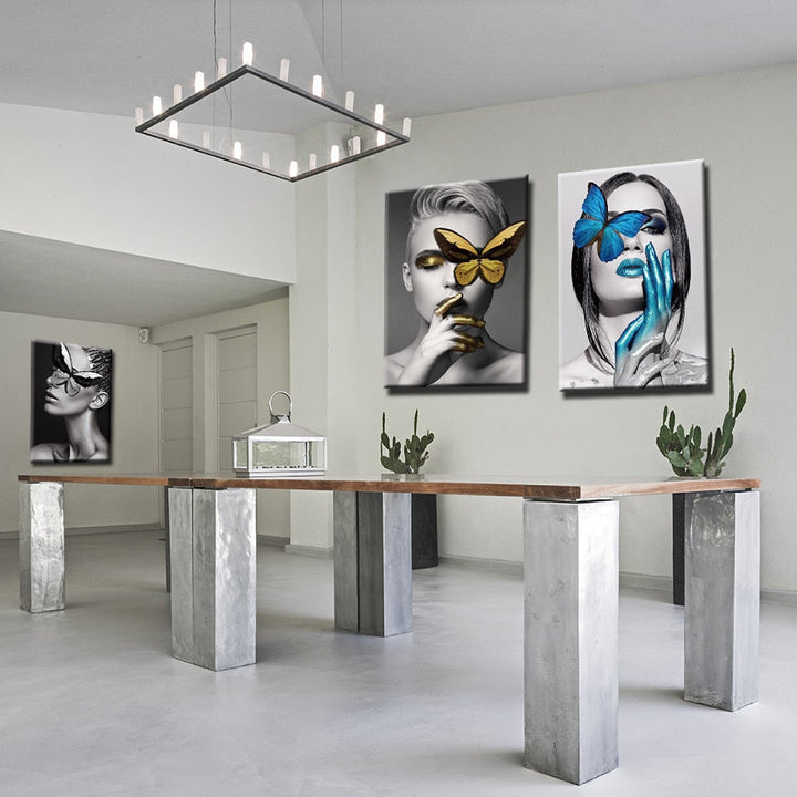 Butterfly Faces - Canvas Wall Art Painting | Bowlift