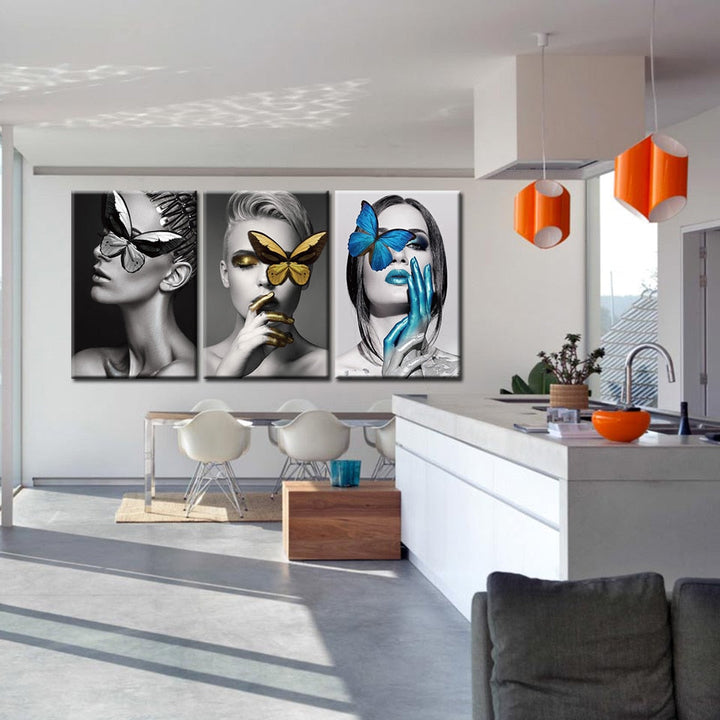 Butterfly Faces - Canvas Wall Art Painting | Bowlift