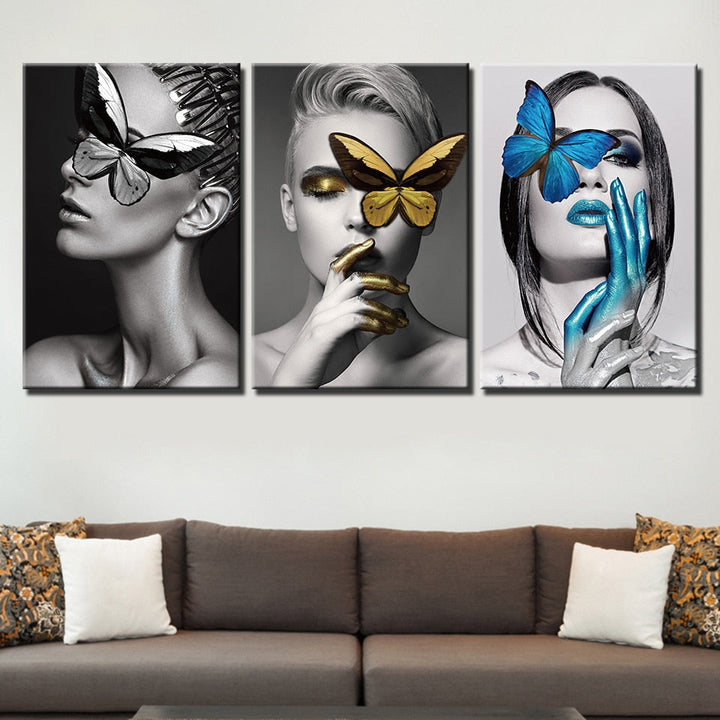 Butterfly Faces - Canvas Wall Art Painting | Bowlift