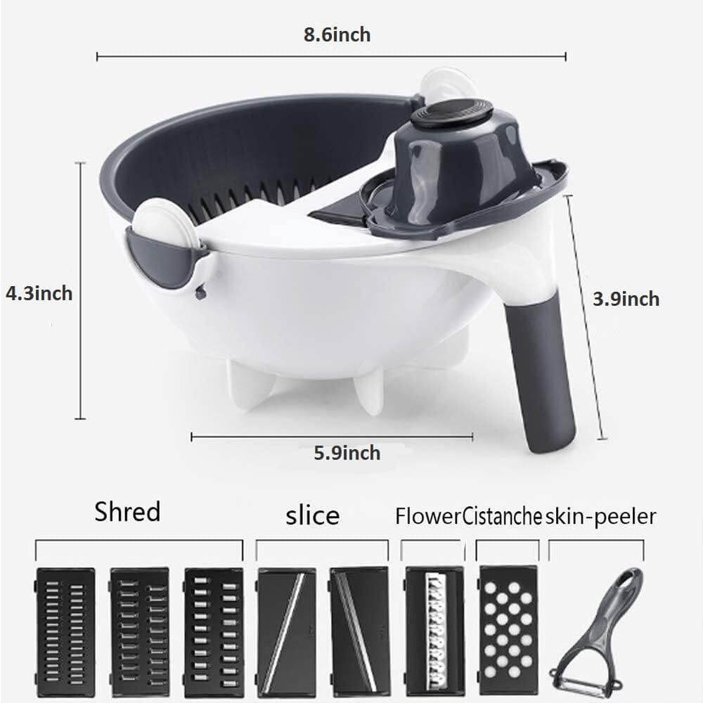 BowLift | Multifunctional Rotate Vegetable Cutter With Drain Basket