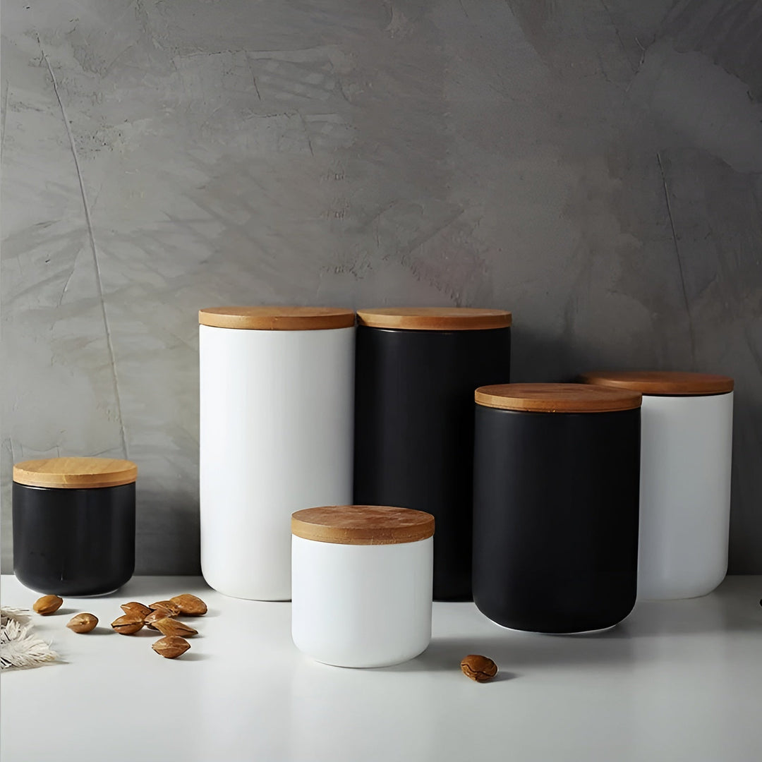 Ceramic storage container with bamboo lid – Natural design | Fresh storage for home | Bowlift