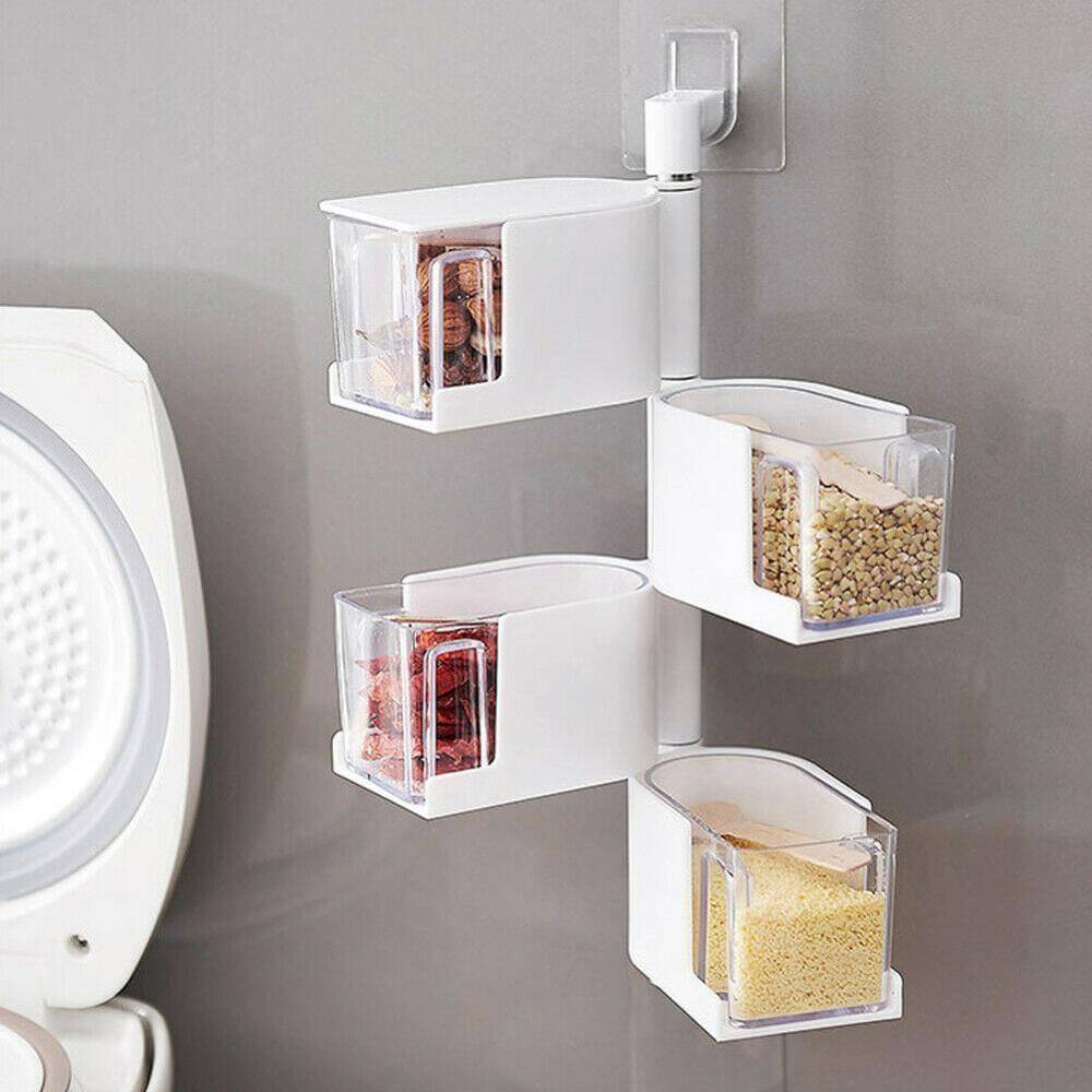 BowLift | Layered Wall Mounted Rotating Seasoning Storage Organizer Boxes