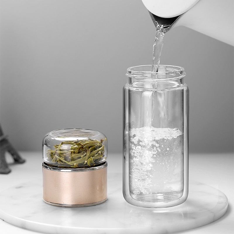 BowLift | 2in1 Large Double Glass Tea Infuser Bottle