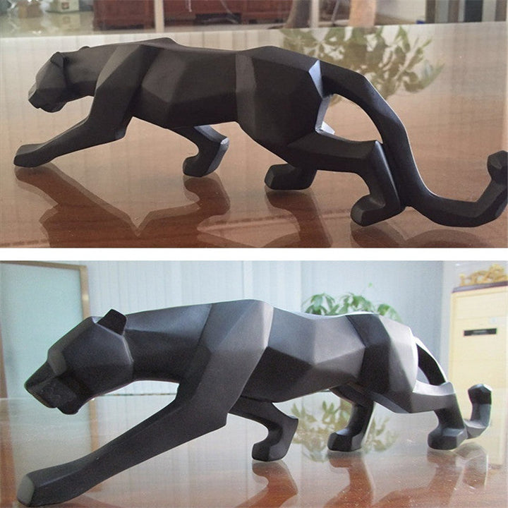 Modern Resin Geometric Bowliftack Panther Sculpture | Bowlift