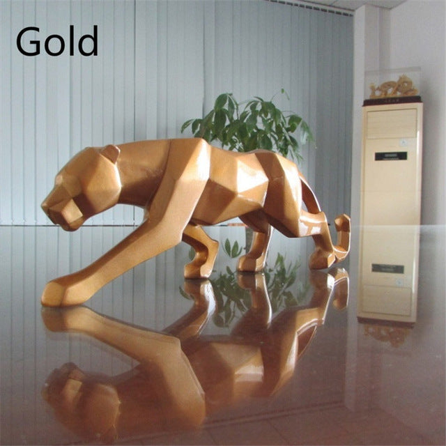 Modern Resin Geometric Bowliftack Panther Sculpture | Bowlift