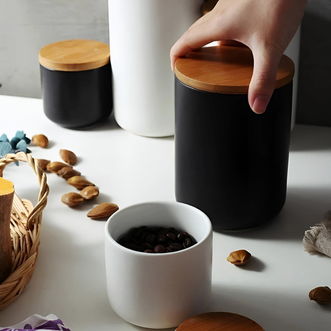 Ceramic storage container with bamboo lid – Natural design | Fresh storage for home | Bowlift