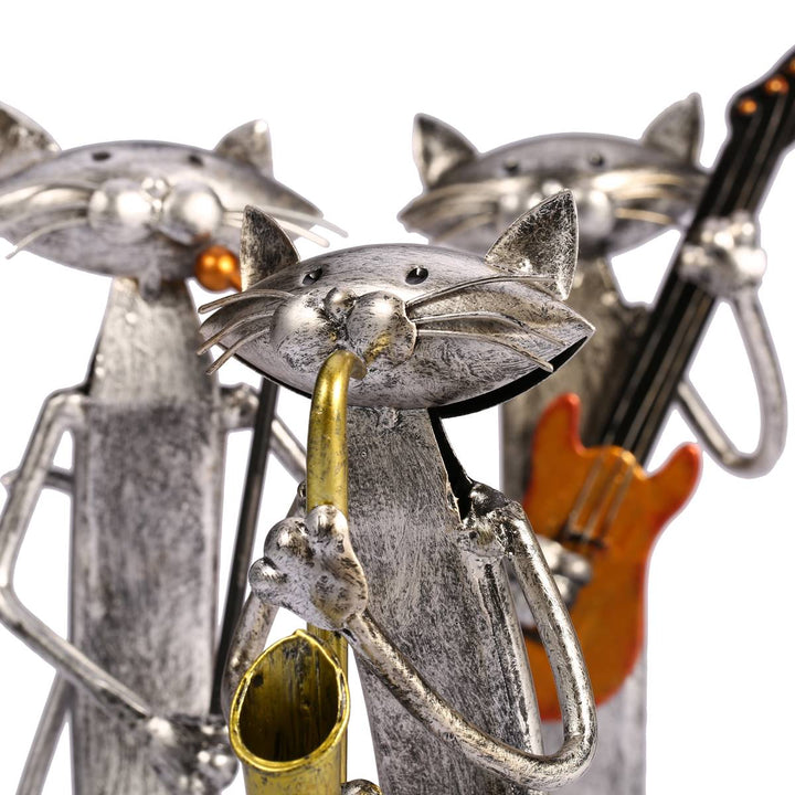 3 Mini Musician Cats Modern Sculpture | Bowlift