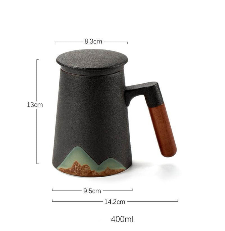Mountain Art Ceramic Tea Mugs With Filter | Bowlift