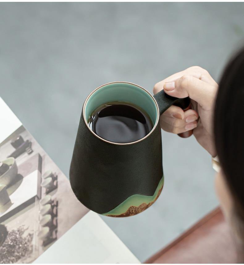 Mountain Art Ceramic Tea Mugs With Filter | Bowlift