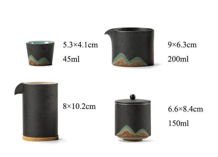 BowLift | Portable Travel Ceramic Mountain Teapot With 3 Cups