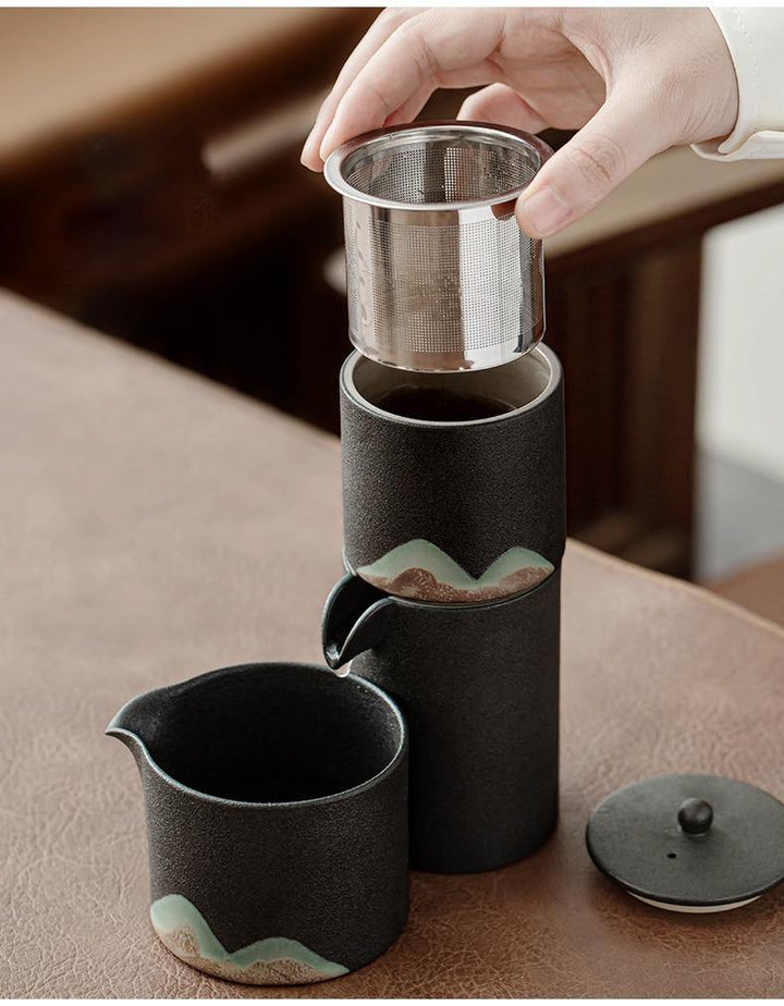 BowLift | Portable Travel Ceramic Mountain Teapot With 3 Cups