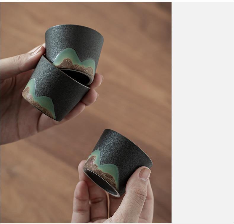 BowLift | Portable Travel Ceramic Mountain Teapot With 3 Cups