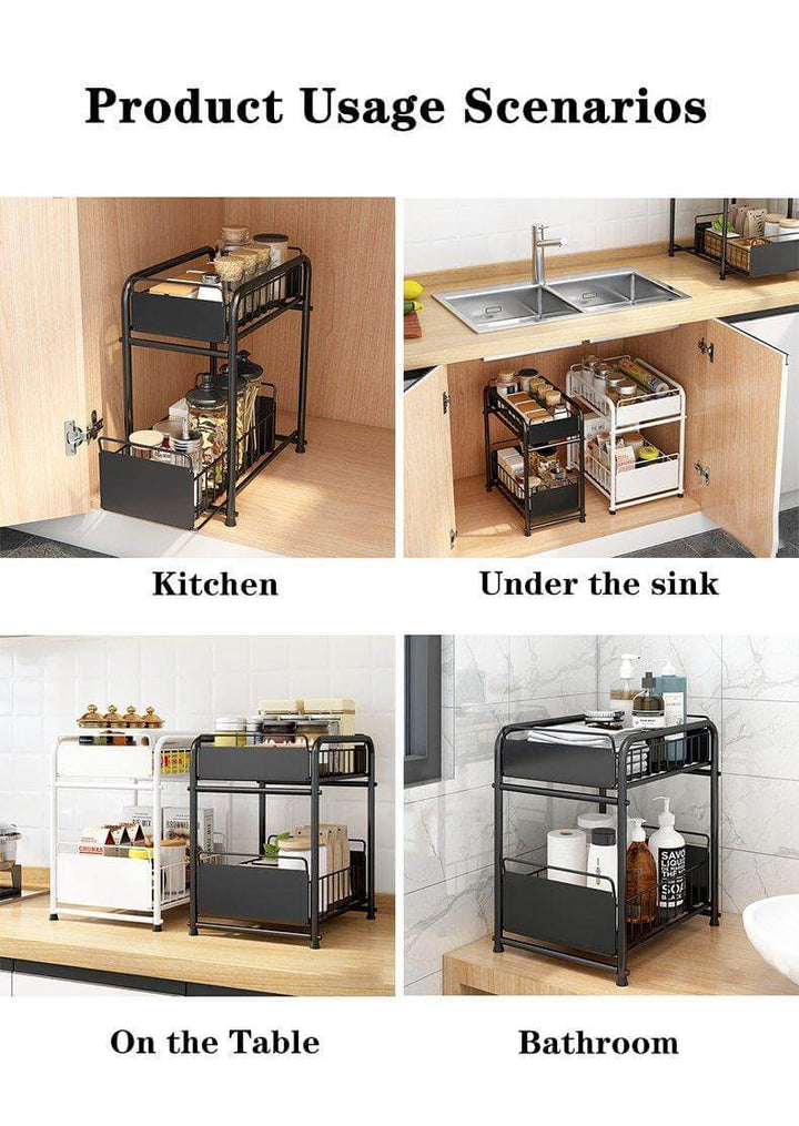 BowLift | 2-Tier Organizer with Sliding Kitchen Storage Drawers