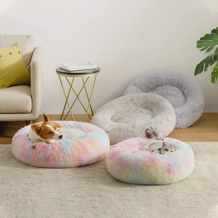 BowLift | Beef Rainbow Extra Plush Calming Donut Dog Beds