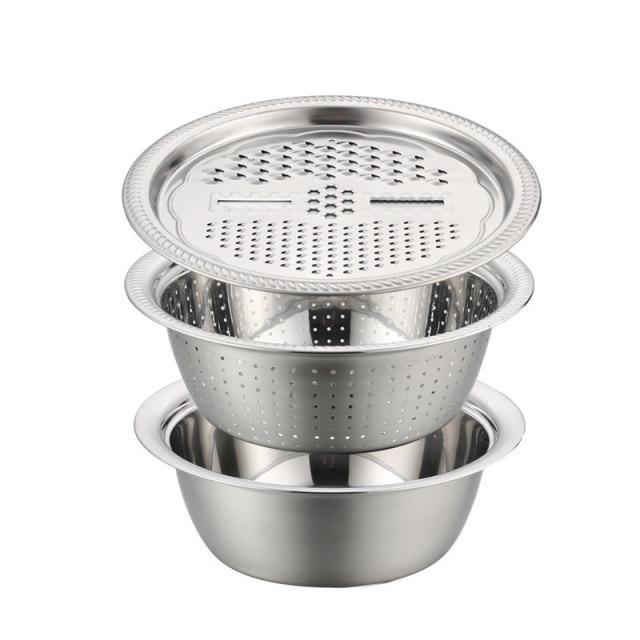 BowLift | 3in1 Stainless Steel Vegetable Slicer with Drain Basket