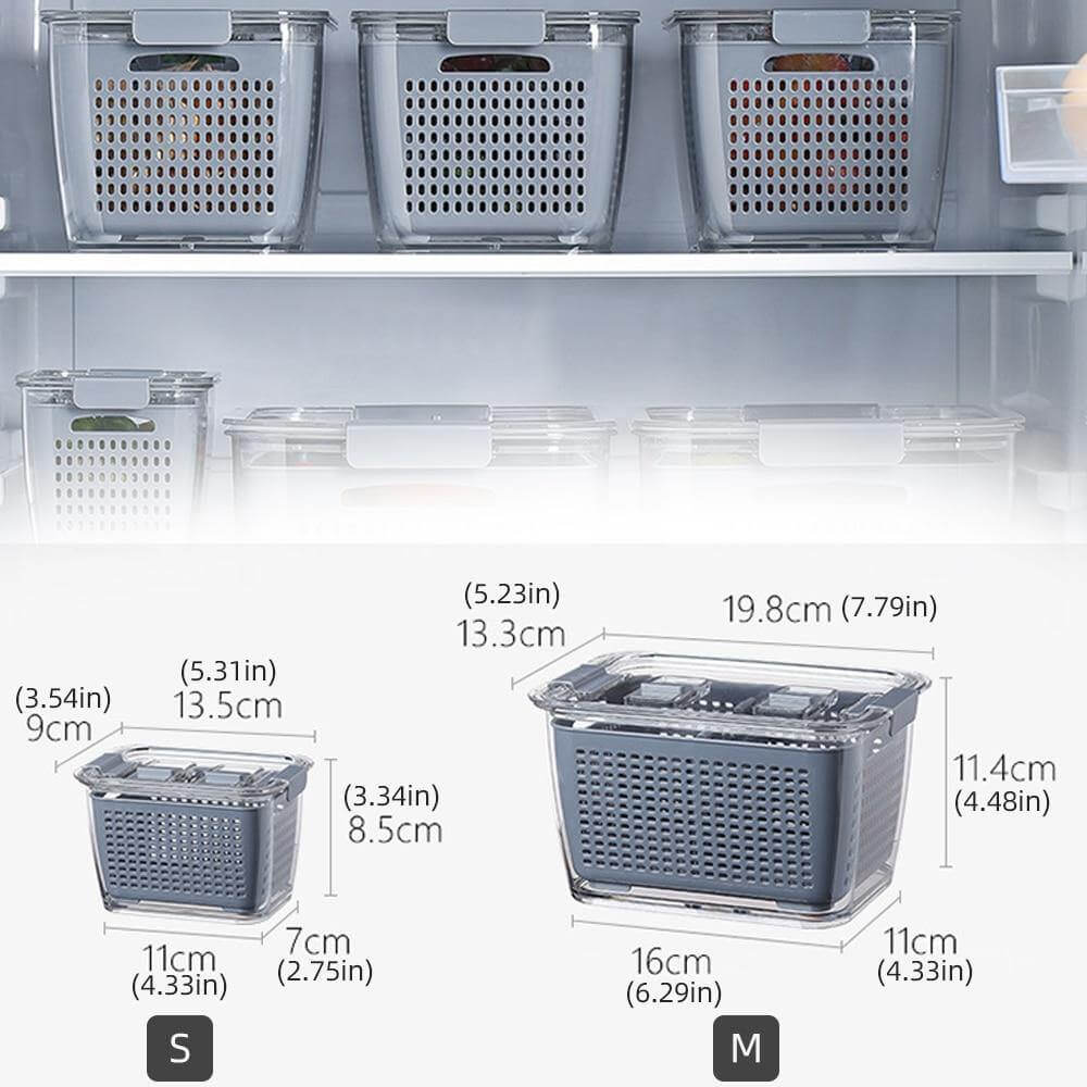 BowLift | Multifunctional Vegetable & Fruit Refrigerator Drainage Organizer Box with Lid