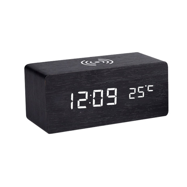 BowLift | Modern Wood Wireless Charging Clock