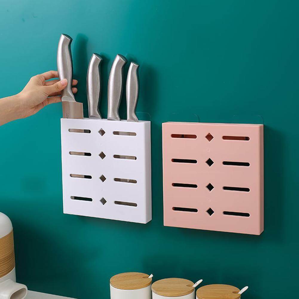 BowLift | 2PCS Square Pastel Mavi Wall-Mounted Knife Organizer