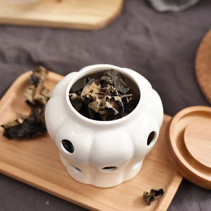 Creative Bamboo Lid Ceramic Storage Can | Bowlift