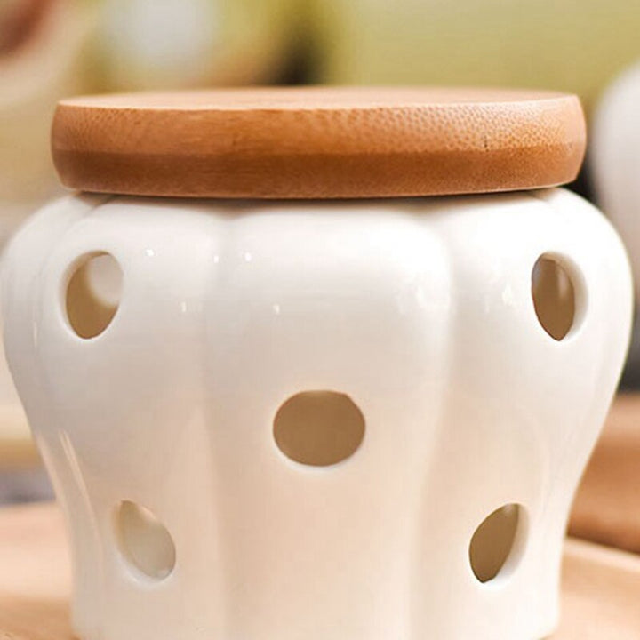Creative Bamboo Lid Ceramic Storage Can | Bowlift