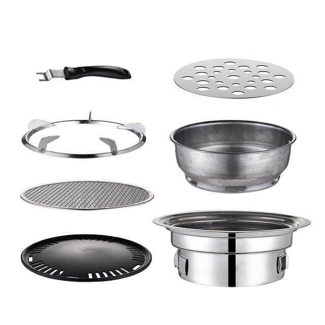 Portable Korean Style Stainless Steel Charcoal Camping Grill | Bowlift