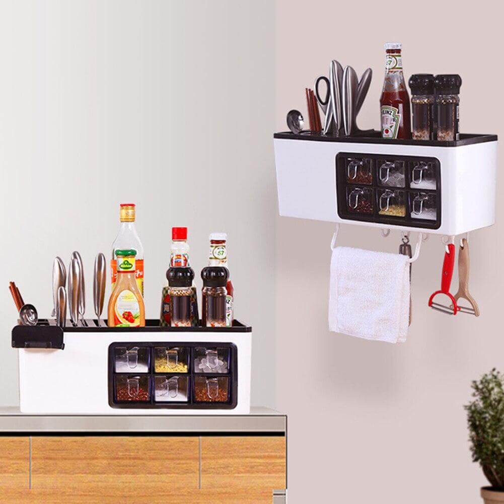 BowLift | Multipurpose Useful Shelf Seasoning Storage Organizer with Phone Holder