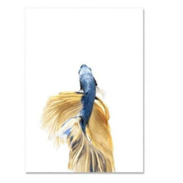 Colorful Beta Fishes - Canvas Wall Art Painting | Bowlift