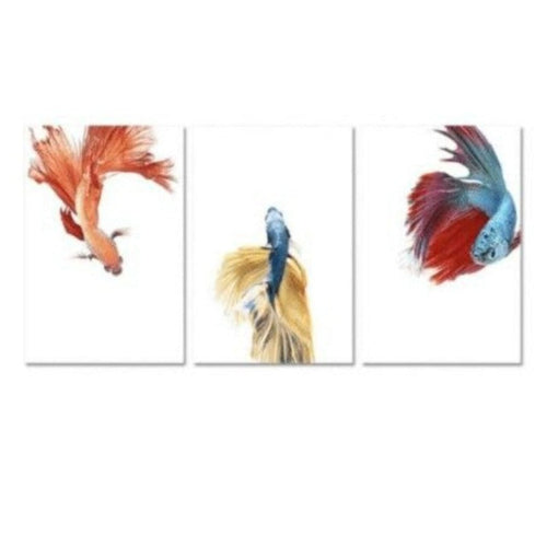 Colorful Beta Fishes - Canvas Wall Art Painting | Bowlift