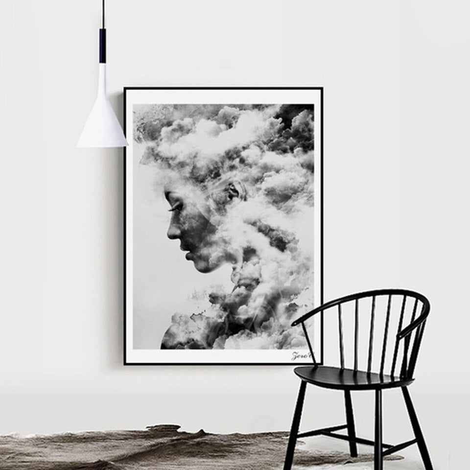 Black And White Abstract Women - Canvas Wall Art Painting | Bowlift
