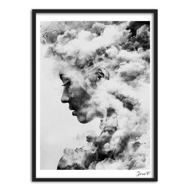 Black And White Abstract Women - Canvas Wall Art Painting | Bowlift
