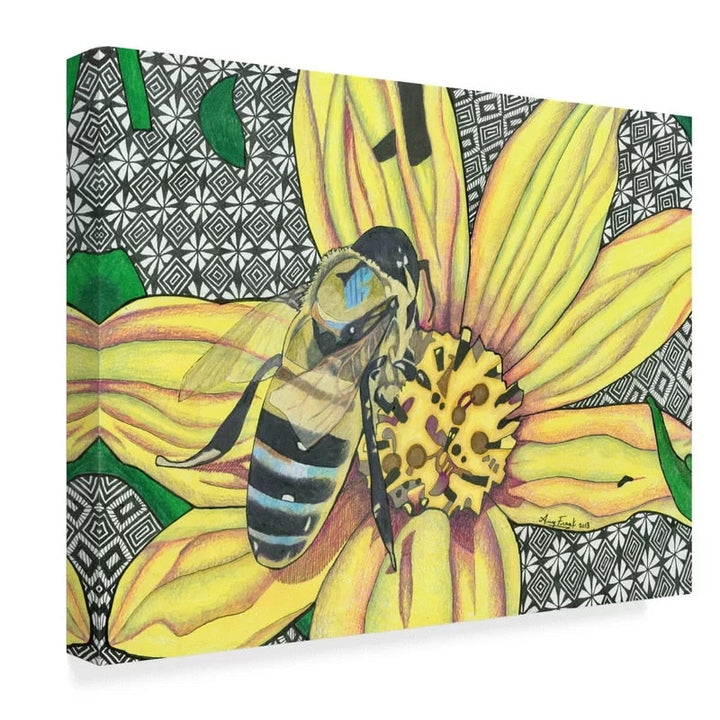 Yellow Flower and Bee - Canvas Wall Art Painting | Bowlift