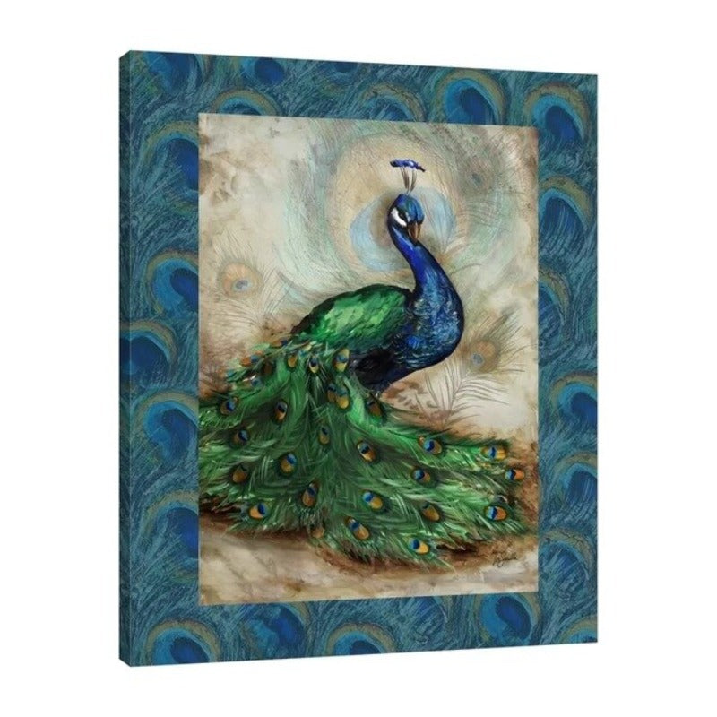 Blue And Green Peacock - Canvas Wall Art Painting | Bowlift