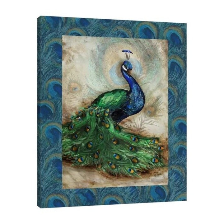 Blue And Green Peacock - Canvas Wall Art Painting | Bowlift