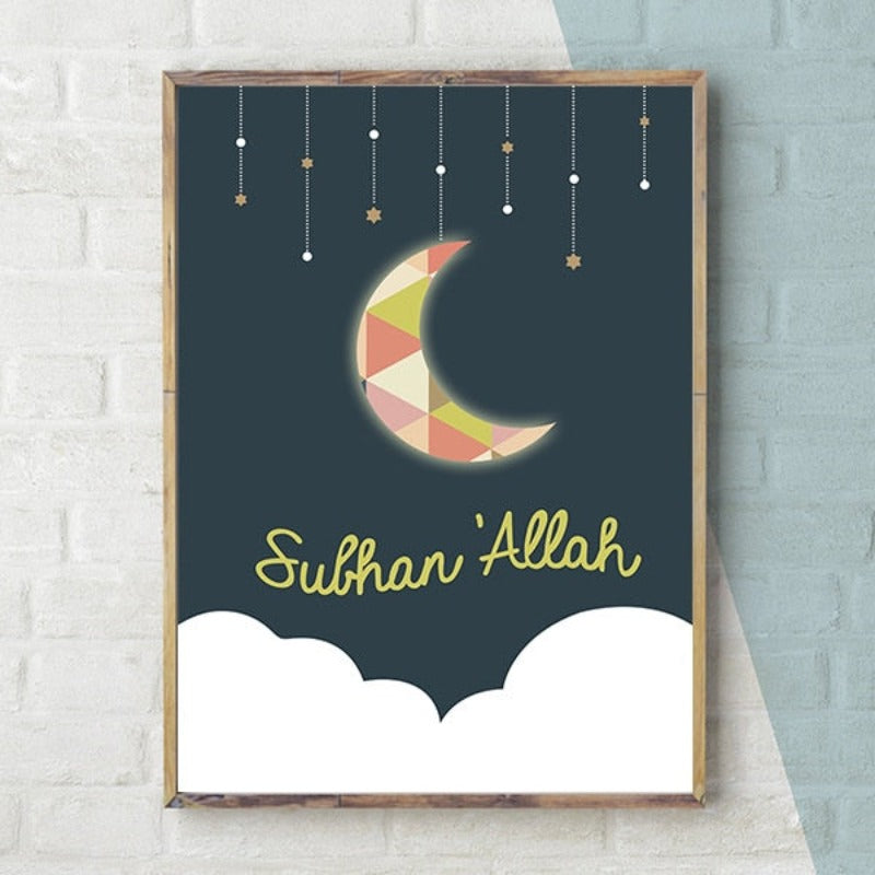 Kid's Arabic Moons - Canvas Wall Art Painting | Bowlift