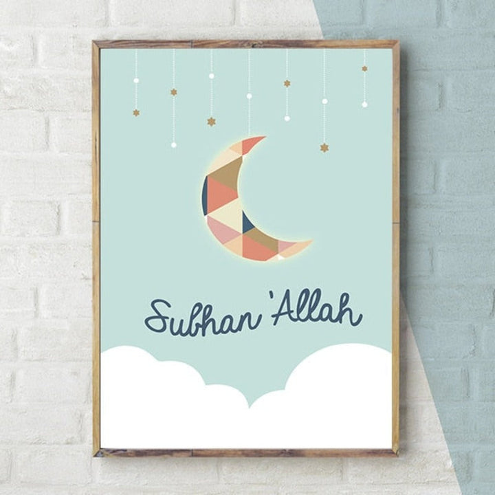 Kid's Arabic Moons - Canvas Wall Art Painting | Bowlift