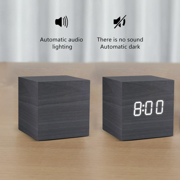 BowLift | LED Alarm Clock in Wooden Cube Form