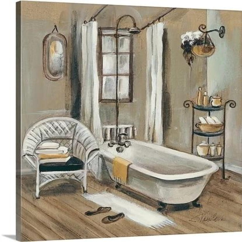 French Modern Bathroom - Canvas Wall Art Painting | Bowlift