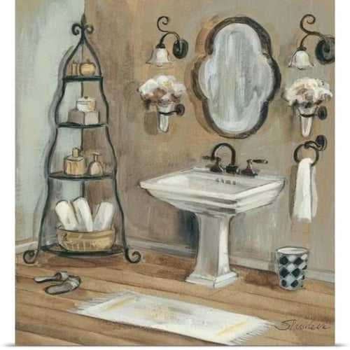 Elegant French Mirrored Bathroom - Canvas Wall Art Painting | Bowlift