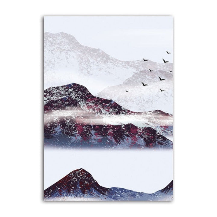 Mountain's Red Sun - Canvas Wall Art Painting | Bowlift
