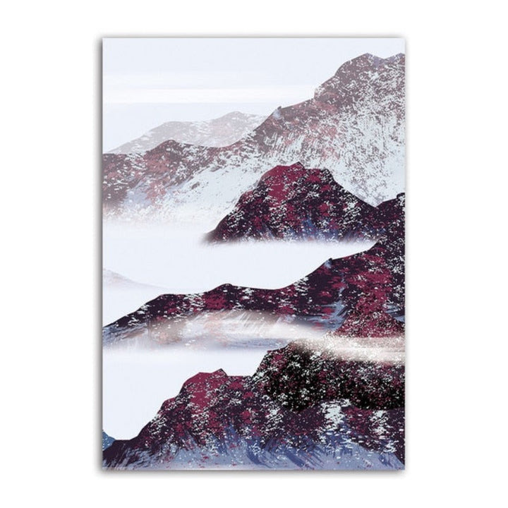 Mountain's Red Sun - Canvas Wall Art Painting | Bowlift