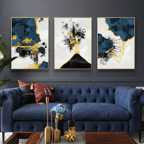 Blue Ink Splash - Canvas Wall Art Painting | Bowlift