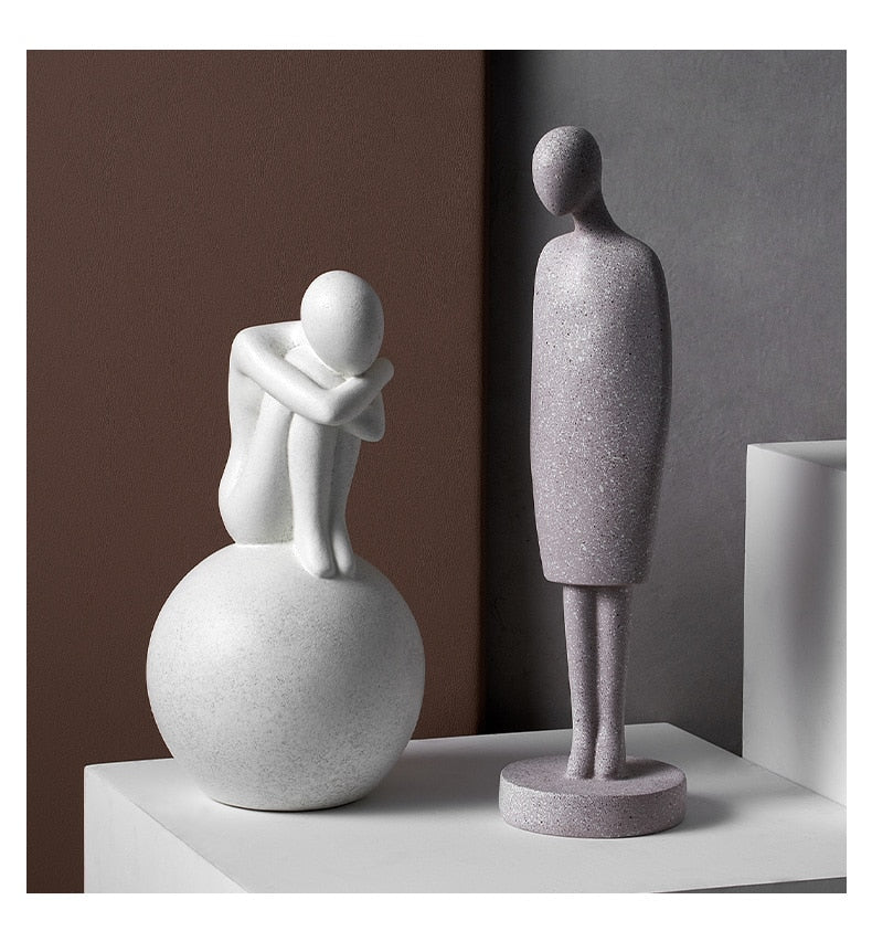 Nordic Abstract Thinker Resin Statue Sculpture | Bowlift