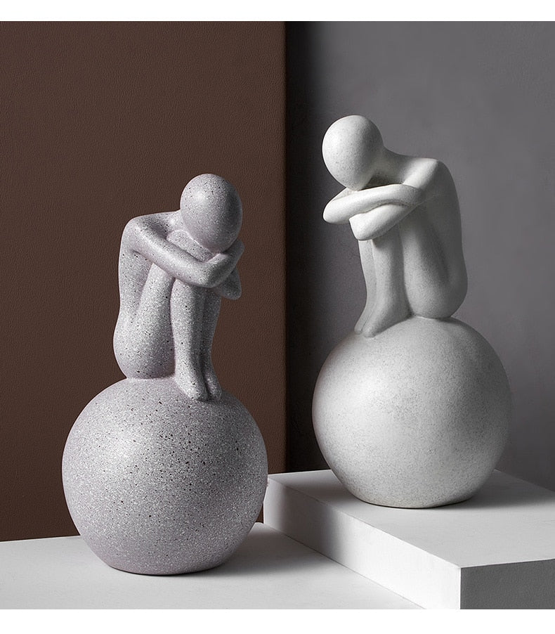 Nordic Abstract Thinker Resin Statue Sculpture | Bowlift