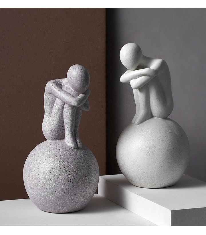 Nordic Abstract Thinker Resin Statue Sculpture | Bowlift