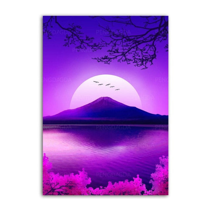 Synthwave Fuji - Canvas Wall Art Painting | Bowlift