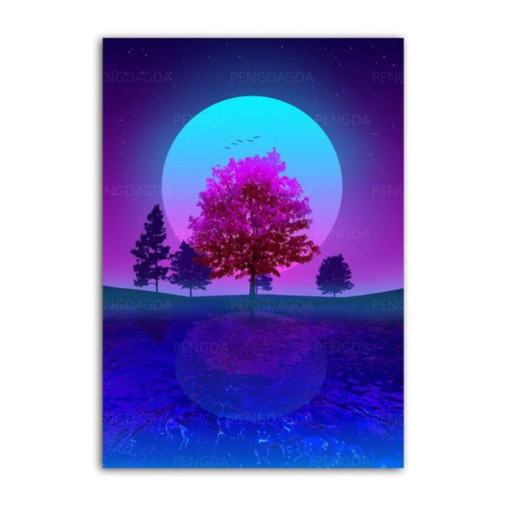 Synthwave Fuji - Canvas Wall Art Painting | Bowlift
