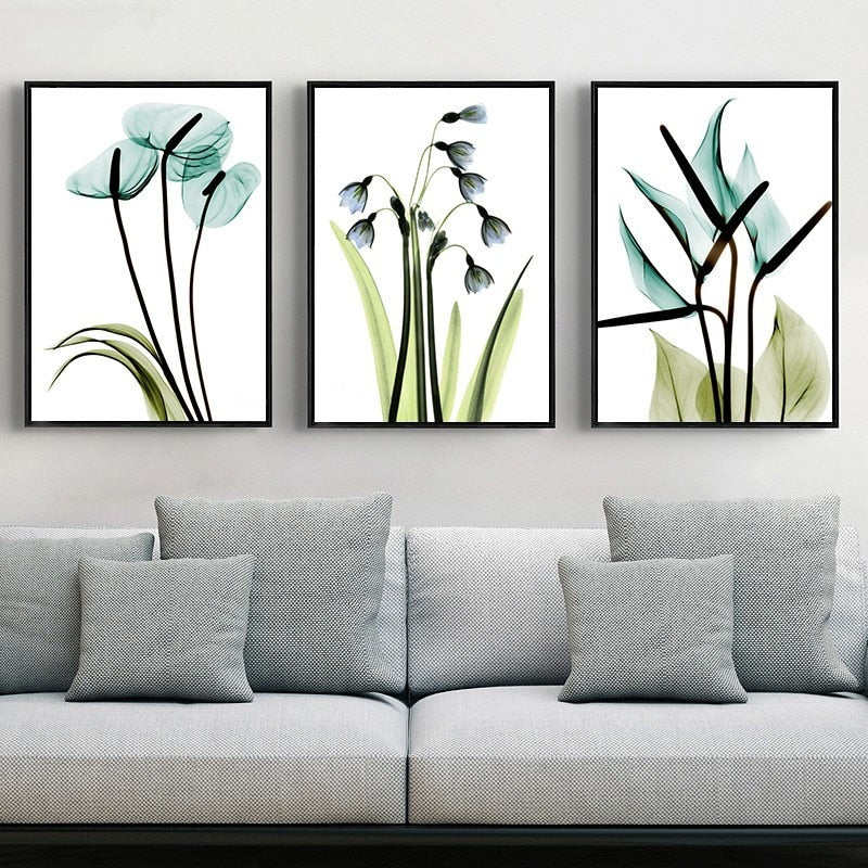 Black Lined Florals - Canvas Wall Art Painting | Bowlift